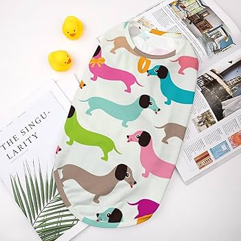 サラダページです　ダックスフンド　犬服　犬の服　ダックス Amazon.co.jp: ダックスフンド 犬柄 カラフル ペット服 犬服 春